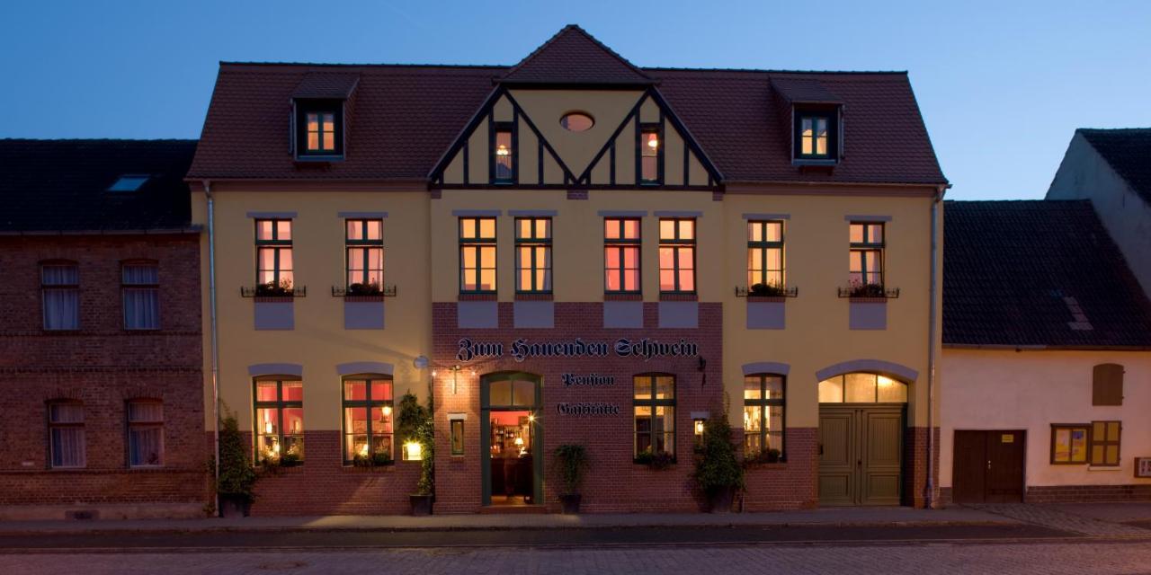 Gasthaus Und Pension "Zum Hauenden Schwein" Woerlitz Exterior foto
